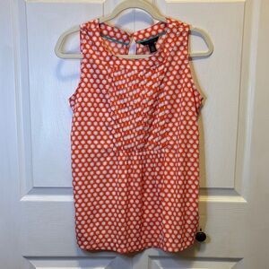 Tommy Hilfiger Orange and White Polka Dot Sleeveless Ruffled Front Camisole